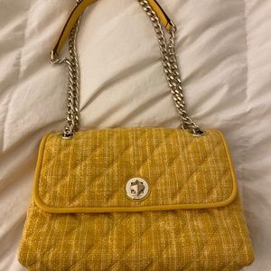 Kate Spade Natalia yellow cloth quilted bag